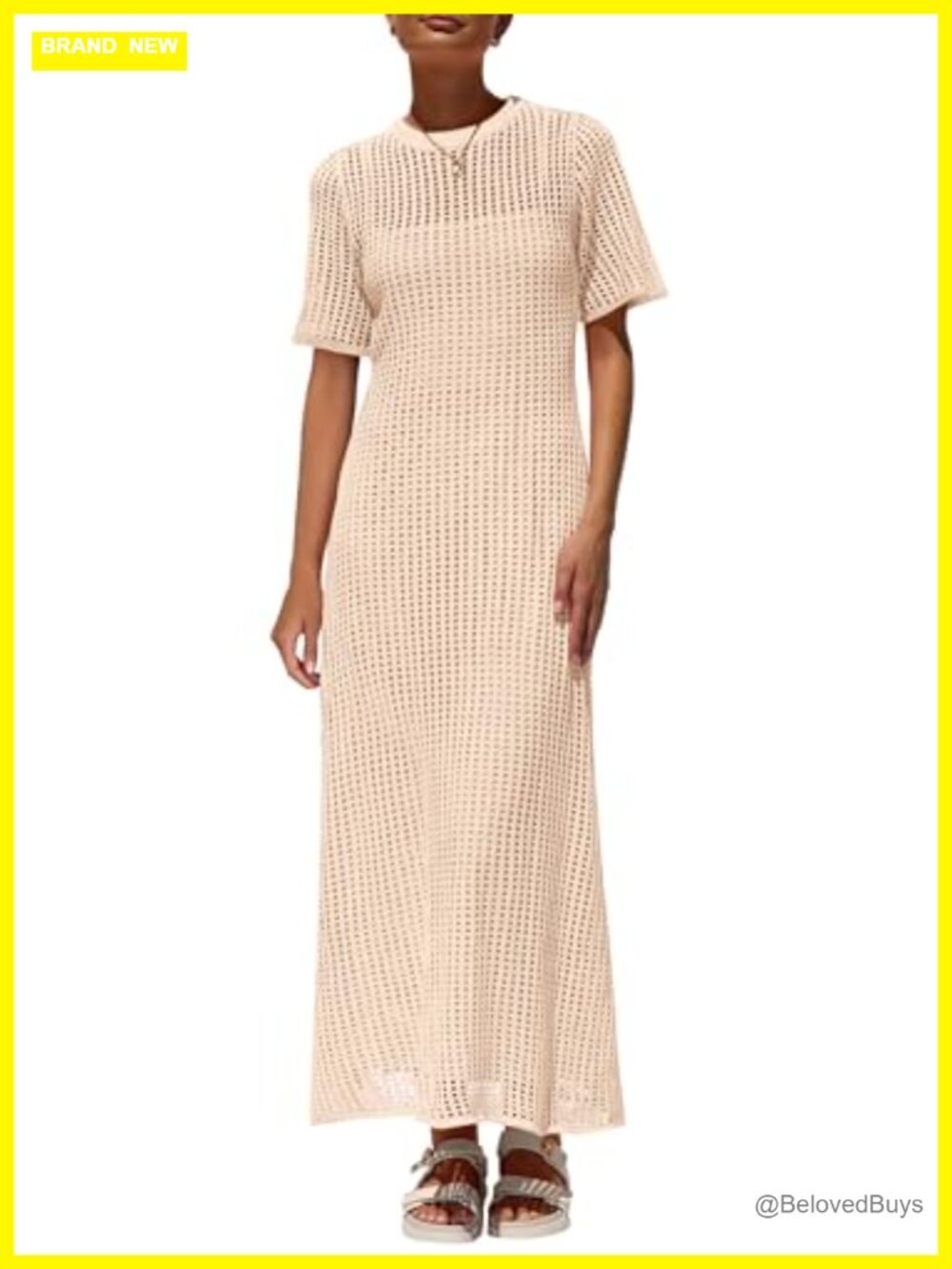 Women's Eyelet Crochet Maxi 2 Piece Dress Set Casual Vacation Beach